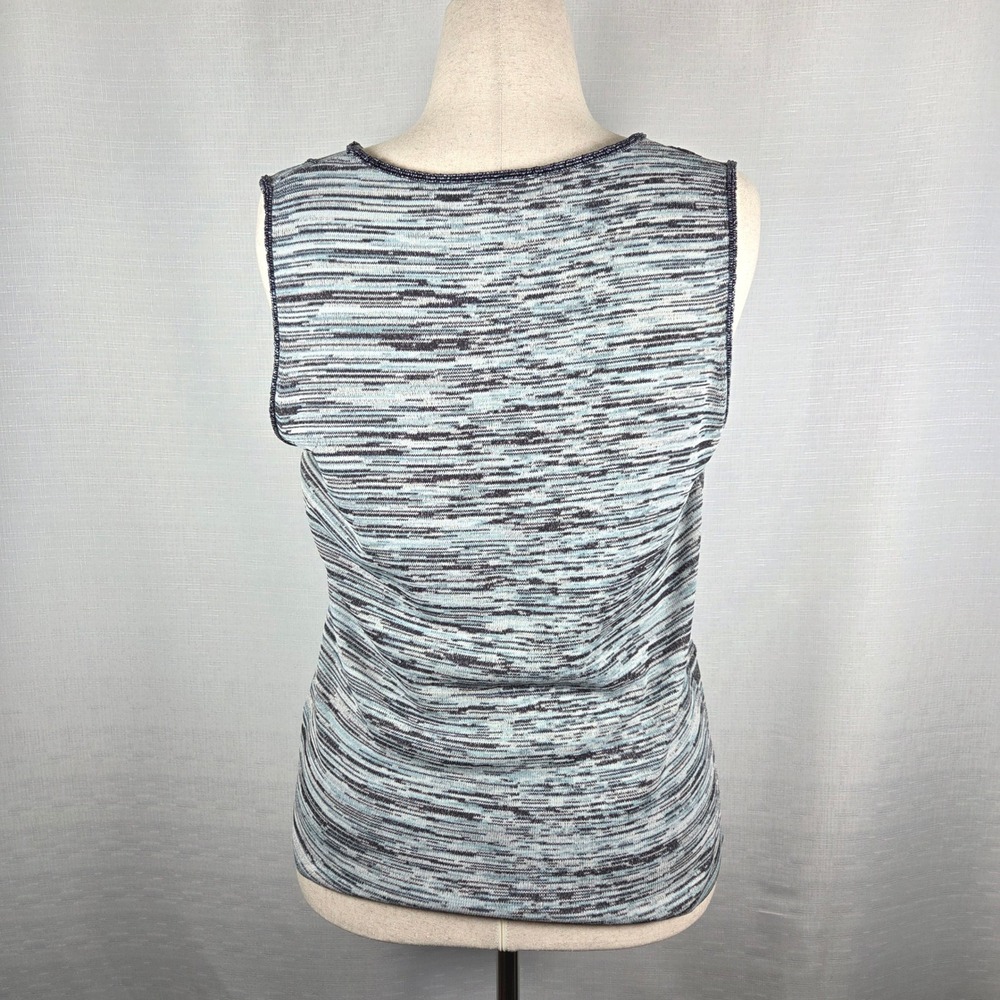 Jones New York Sleeveless Knit‎ Top Women's XL Beaded Embellished Blue Knitwear - Picture 4 of 8